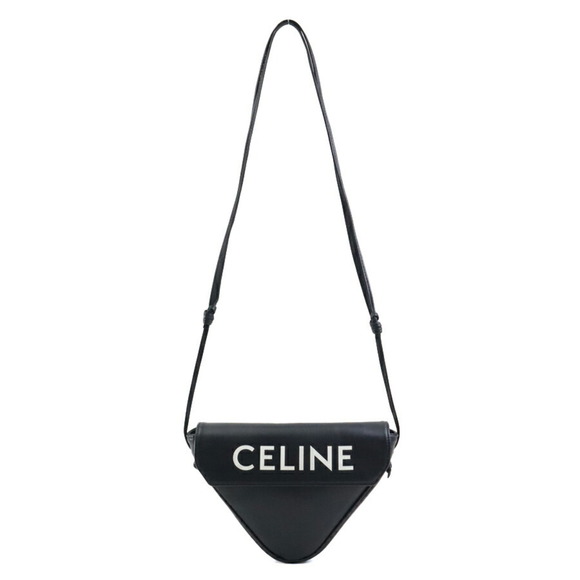 CELINE Black Leather Triangle Shoulder Bag - Picture 1 of 5